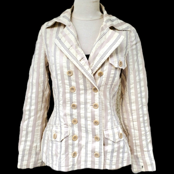 Dries Van Noten Jackets & Blazers - Dries Van Noten Seersucker to Cotton Linen Jacket Ladies Sz 36 US 4